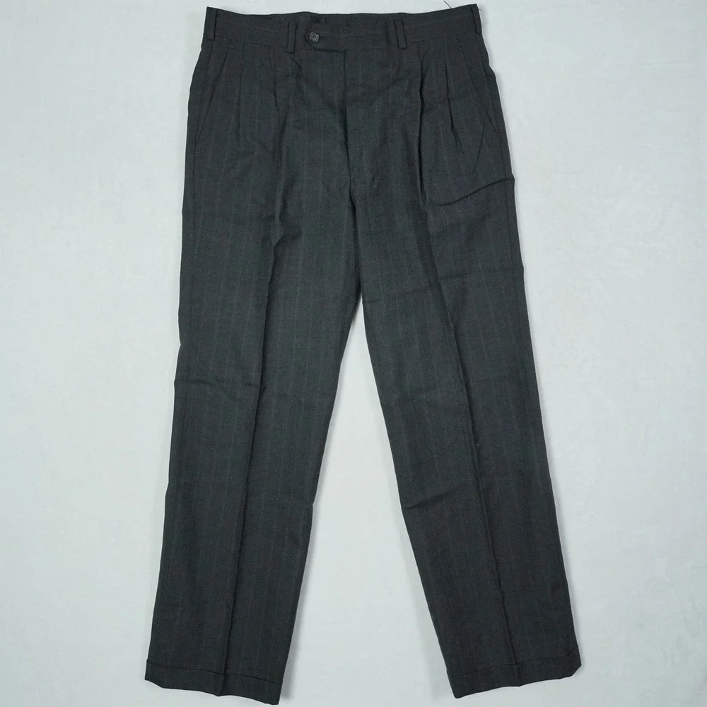Vtg Burberrys Mens Charcoal Pinstripe Double Breasted Wool Suit Saks 5th 33x30